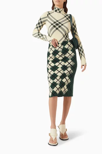 Check High-neck Sweater in Viscose-knit