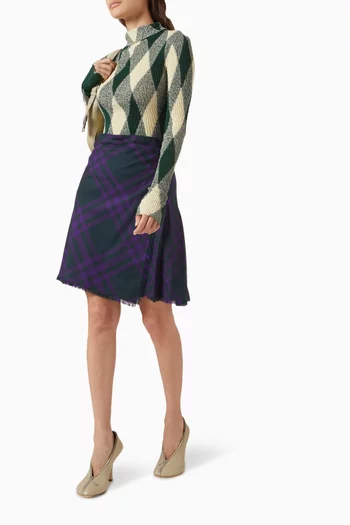 Check High-neck Sweater in Viscose-knit