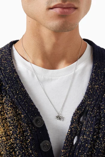 Taurus Zodiac Pendant Necklace in Silver-tone Brass