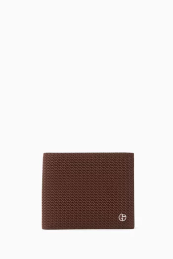 GA Logo Bifold Wallet in Textured Leather