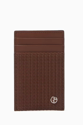 GA Logo Money Clip Card Holder in Leather