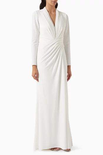 Pullman Draped High Slit Gown in Crepe