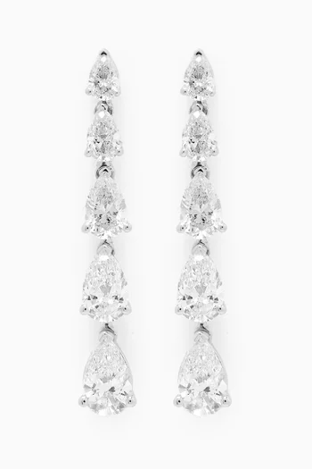 Pear Diamond Drop Earrings in 18kt White Gold