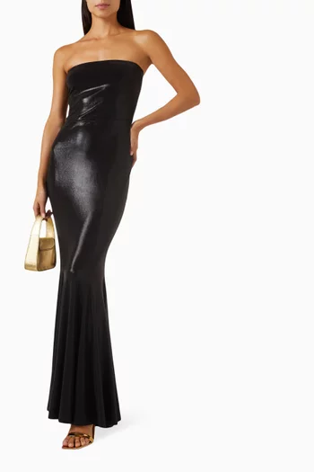 Strapless Fishtail Gown in Stretch Lamé