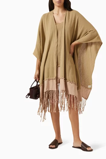 Wari Fringed Mini Dress in Cotton-gauze