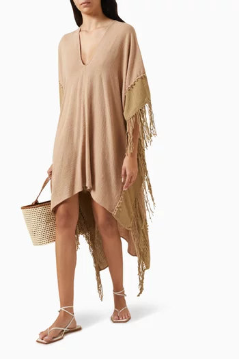 Wisa Fringed Kimono in Cotton-jute