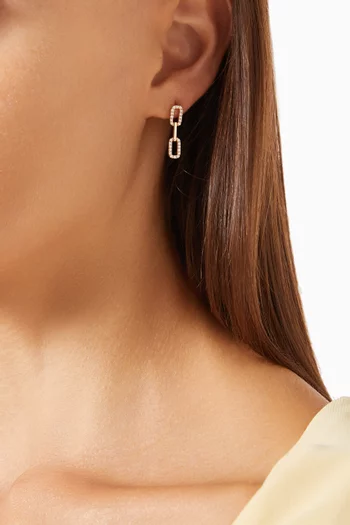 Half Diamond Link Earrings in 18kt Yellow Gold