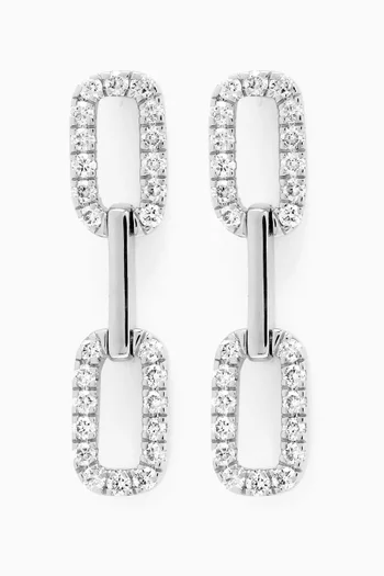 Half Diamond Link Earrings in 18kt White Gold