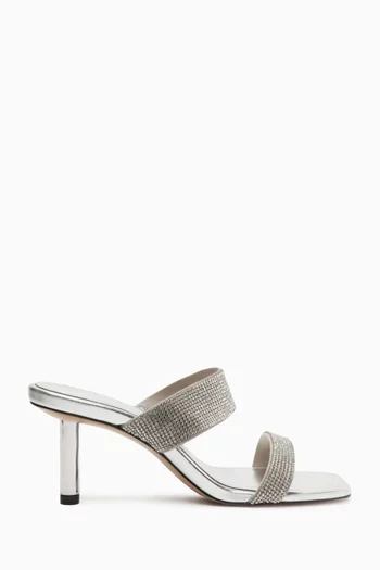 Liam 75 crystal-embellished Sandals in Metallic Nappa