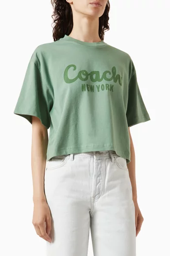 Cursive Logo-print Crop T-shirt in Cotton-jersey