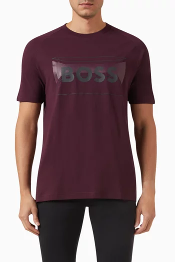 Graphic Logo Print T-shirt in Stretch Cotton Blend
