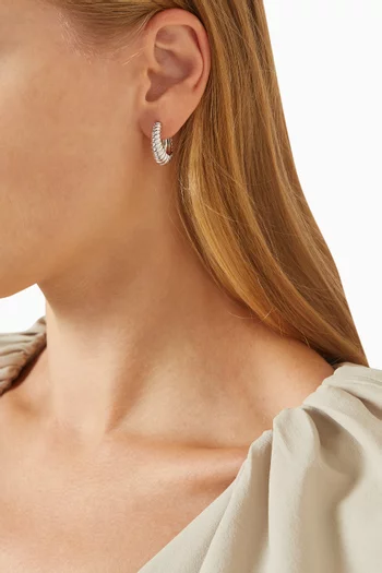 The Ridged Marbella Hoops in Rhodium-plated Brass