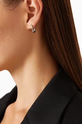 Chain Link Huggie Earrings in Sterling Silver