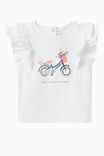 Bike-print T-shirt in Cotton