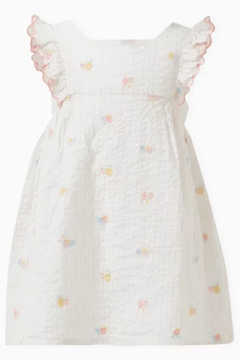 Floral-embroidered Dress in Cotton