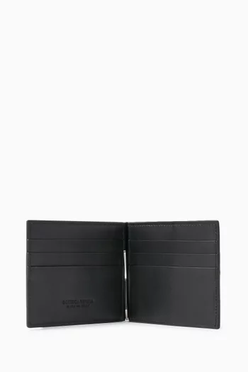 Cassette Bill Clip Wallet in Intreccio Leather