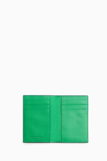 Flap Card Case in Intrecciato Leather