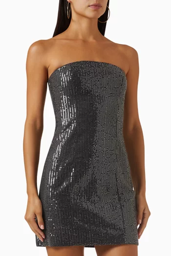 Sequin-embellished Mini Dress in Cotton-twill