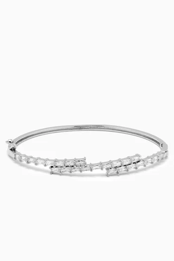 Baguette Step Bangle in Rhodium-plated Brass