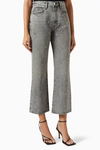 Le Jane Studded Cropped Jeans in Denim