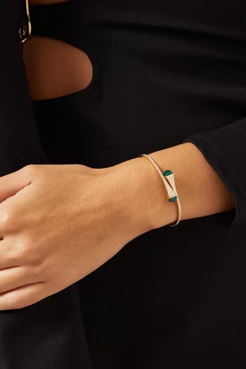 Cleo Diamond & Agate Midi Slip-on Bracelet in 18kt Yellow Gold