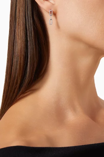 Full Diamond Link Drop Earrings in 18kt White Gold