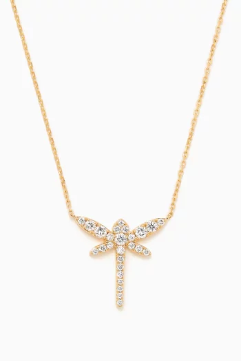 Dragonfly Pendant Diamond Necklace in 18kt Yellow Gold