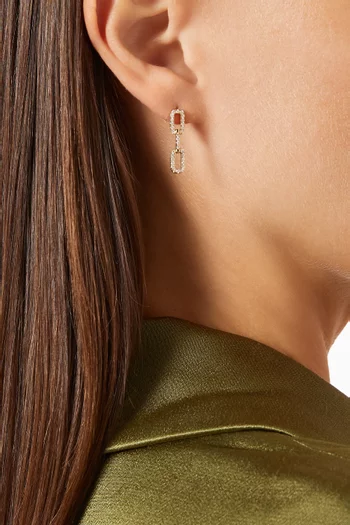 Full Diamond Link Drop Earrings in 18kt Yellow Gold