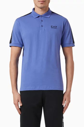 EA7 Train Logo Series Tape Polo Shirt in Cotton