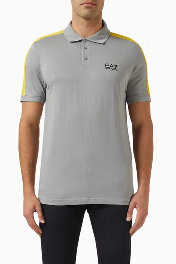 EA7 Train Logo Series Tape Polo Shirt in Cotton