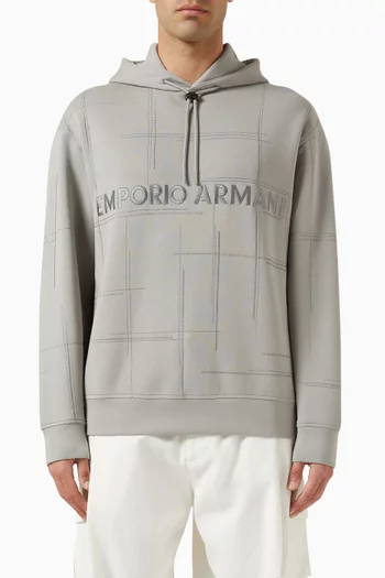 Embroidered Logo Hoodie in Cotton-blend