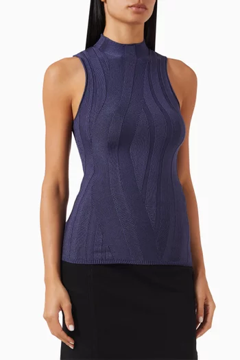 High-collared Tank Top in Knit
