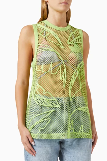 Logo Embroidered Top in Net