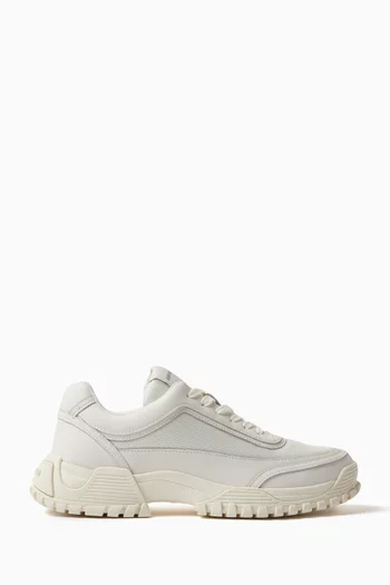 Lace-up Chunky Sneakers in Leather & Mesh