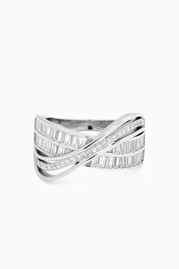 Sriss-cross Stone Ring in Sterling Silver