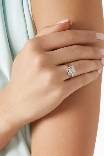 Square Stone Ring in Sterling Silver