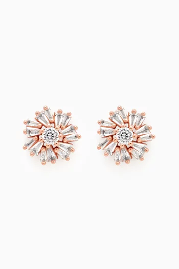 Wind Rose Stud Earrings in Rose Gold-plated Sterling Silver