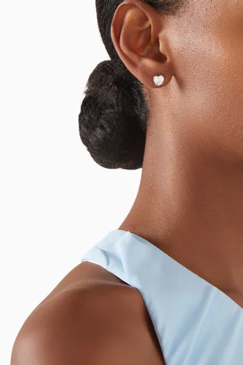 Crystal Heart Studs in Sterling Silver