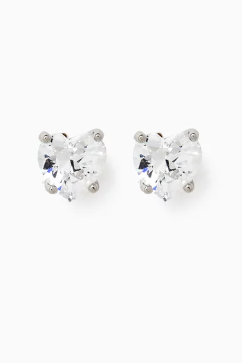 Crystal Heart Studs in Sterling Silver