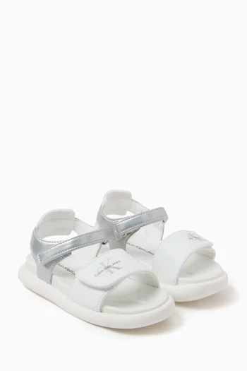 Logo Velcro Sandals in Faux-leather