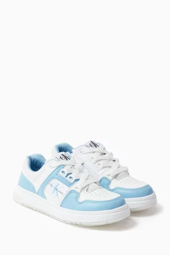 Logo Lace-up Sneakers in Faux-leather