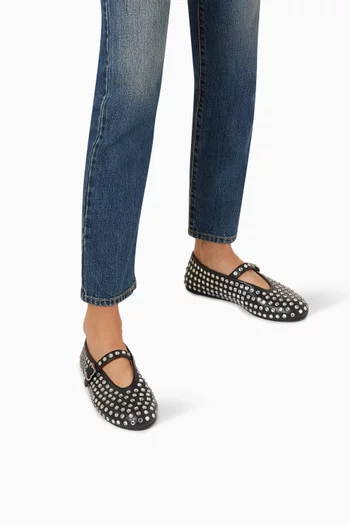 Crystal-embellished Ballet Flats in Nappa Leather