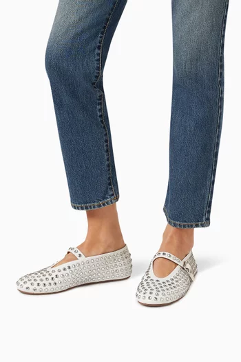 Crystal-embellished Ballet Flats in Nappa Leather