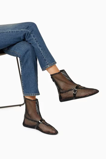 High Fishnet Ballet Flats in Mesh & Patent Leather