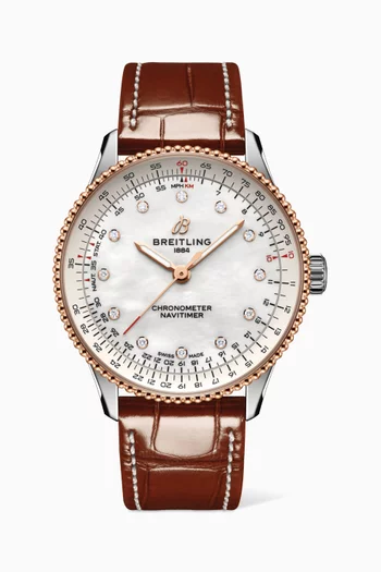 Navitimer Automatic Diamond, 18kt Red Gold & Leather Watch, 36mm