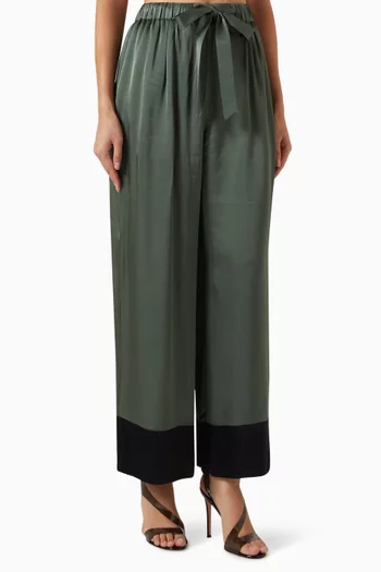 Belted Wide-leg Pants in Viscose