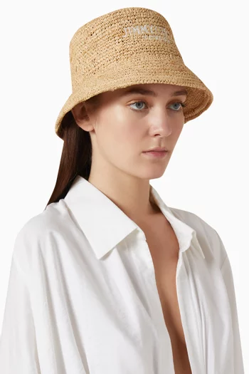 Atena Bucket Hat in Raffia