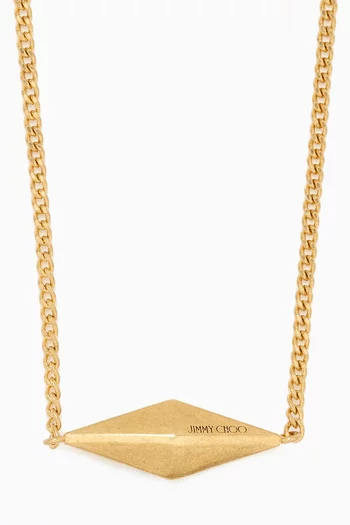 Diamond Fine Chain Necklace in Gold-finish Brass