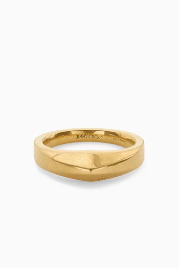 Diamond Signet Ring in Gold-finish Brass