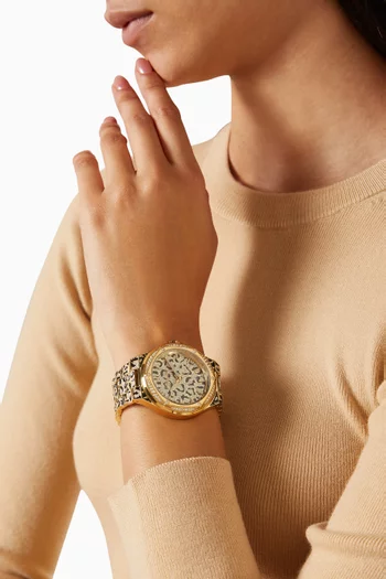 Oversized Lennox Animal Pavé Quartz Watch, 43mm